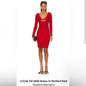 Susanna Monaco Circle Tie Midi Dress in Perfect Red, MSRP $188